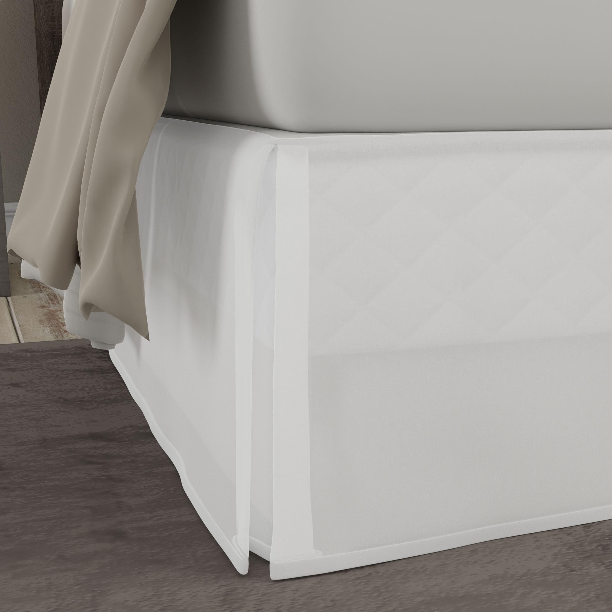 TODAYS HOME Classic Tailored, Microfiber, 14 Drop Length Bed Skirt Dust Ruffle, King, White TOH25014WHIT04