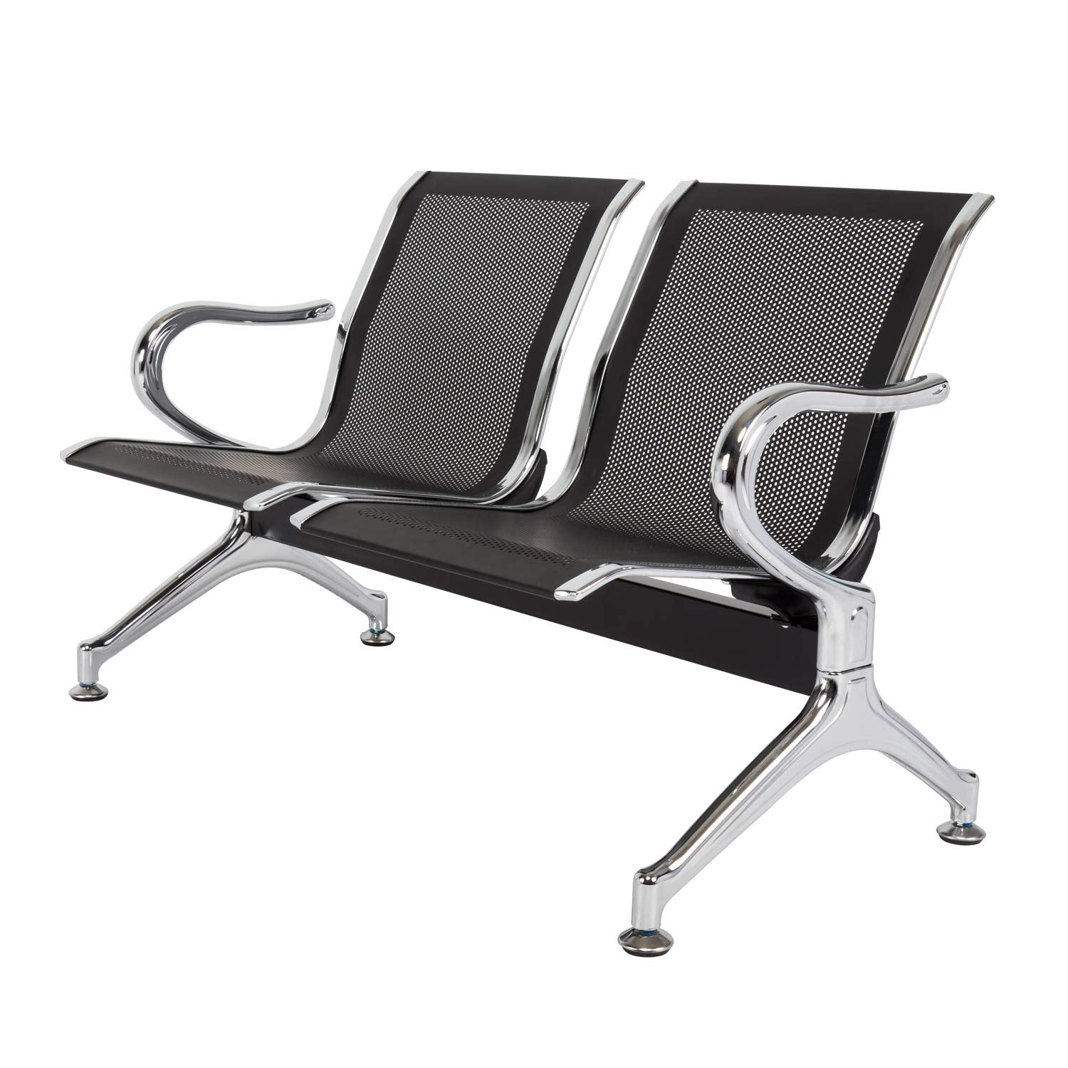 kinbor Waiting Room Chairs - 2 Seat Office Guest Chair Waiting Room Bench Furniture with Armrest for Clinic, Bank, Airport, Blac