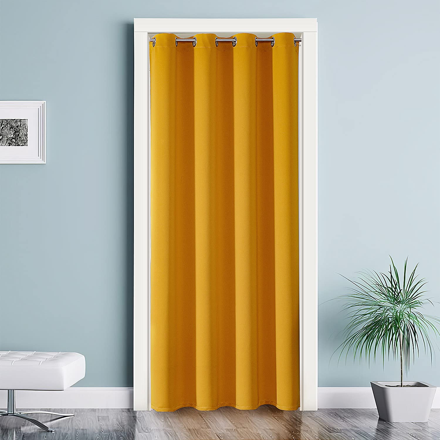ChrisDowa Blackout Door Curtain for Doorway Privacy, Grommet Closet Curtain for bedroom closet door, Thermal Insulated Temporary