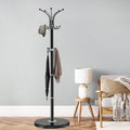 ZOZOE Metal Coat Rack Stand, Modern Coat Rack Freestanding with Natural Marble Base, 360 Rotary Design Coat Racks with 14 Hooks,