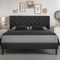 HOMBCK Queen Bed Frame with Headboard, Linen Fabric Upholstered Bed Frame Queen, Wood Slats Support, Button Tufted, No Box Sprin