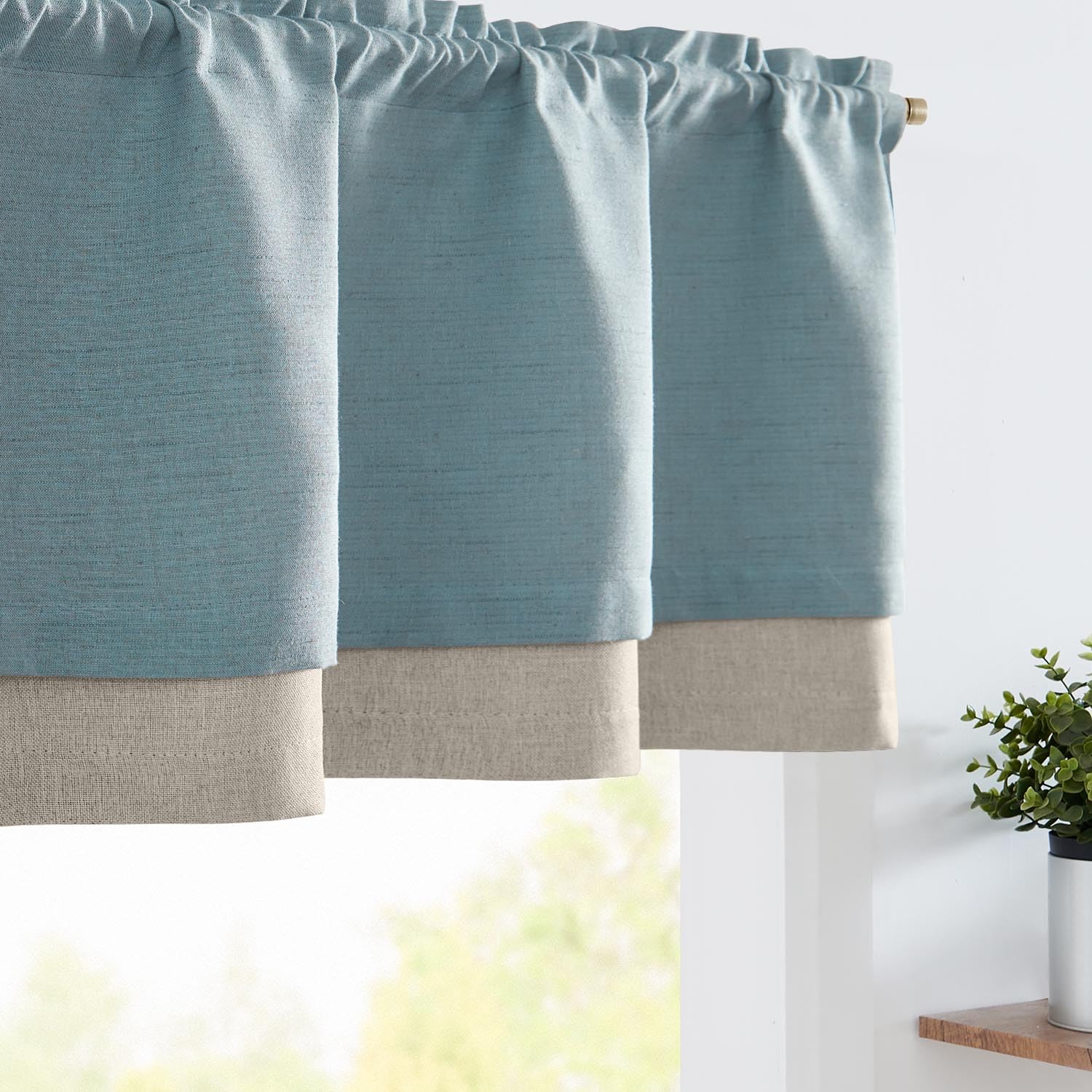 jinchan Linen Textured Valance Curtain Blackout Kitchen Valance for Windows 18 Inch Length Farmhouse Rustic Double Layer Valance