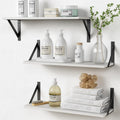 White Floating Shelves 24 inches Long Set of 3, 24 x 8 Inch Bathroom Wall Shelves Over Toilet for Towels, Modern Wood Mounted St