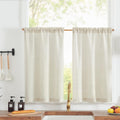 jinchan Linen Textured Tier Curtains 36 Inch for Kitchen Windows Country Farmhouse Cafe Small Curtains Rustic Light Filtering Ha