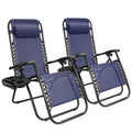 GUNJI Zero Gravity Chair Outdoor Lawn Folding Lounge Chairs Adjustable Reclining Patio Chairs Set of 2 with Cup Holder Lounge Gr