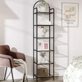 Hzuaneri Bookcase Bookshelf, Tempered Glass Bookshelves, Slim Shelving Unit for Bedroom, Bathroom, Home Office, Steel Frame, 6 T