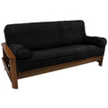 Blazing Needles Solid Microsuede Double Corded 8 to 9 Futon Cover Set with 2 Bolster Pillows (Set of 3), Full, Black