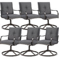 STRPRETTY Patio Swivel Chairs Set of 6, Heavy Duty Outdoor Swivel Dining Chairs with Steel Frame & Thickened Cushion, All Weathe