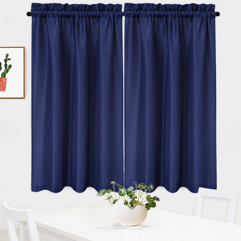 NANAN Tier Curtains,Waffle Weave Textured Tailored Short Curtains for Bathroom Waterproof Window Covering Kitchen Cafe Curtains 