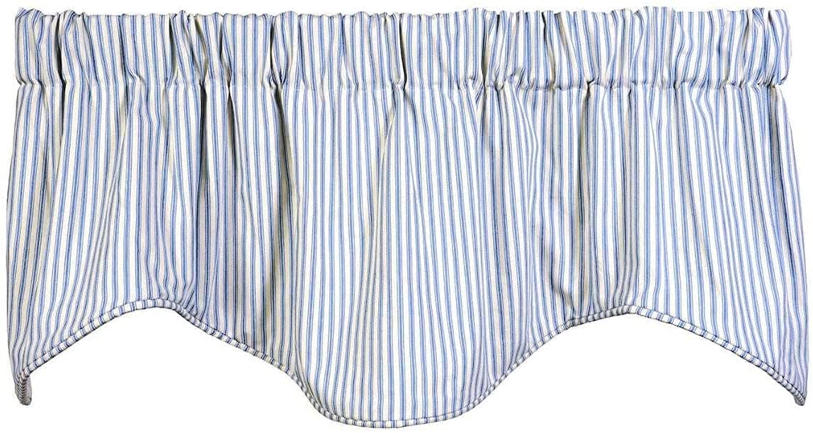 Decorative Things Window Treatments Valance Curtains Kitchen Curtains Window Valances or Living Room Curtains Ticking Stripe Blu