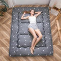 MAXYOYO Grey Triangle Printed Japanese Futon Floor Mattress, Thicken Sleeping Pad Floor Bed Roll Up Camping Guest Mattress Foldi