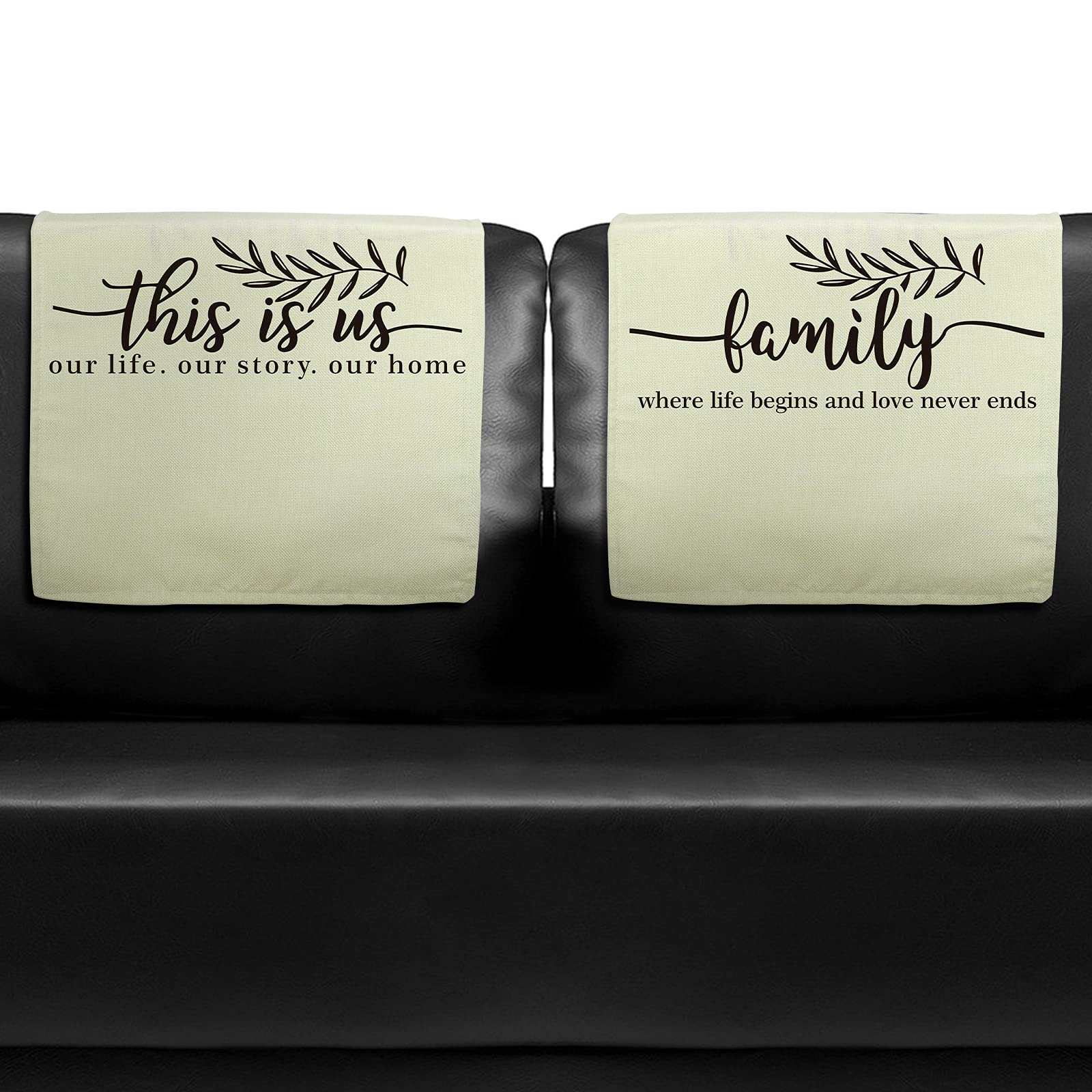 Tatuo 2 Pieces Headrest Cover with Inspirational Words Furniture Protectors Chair Recliner Cover Sofa Slipcover for Furniture Ho