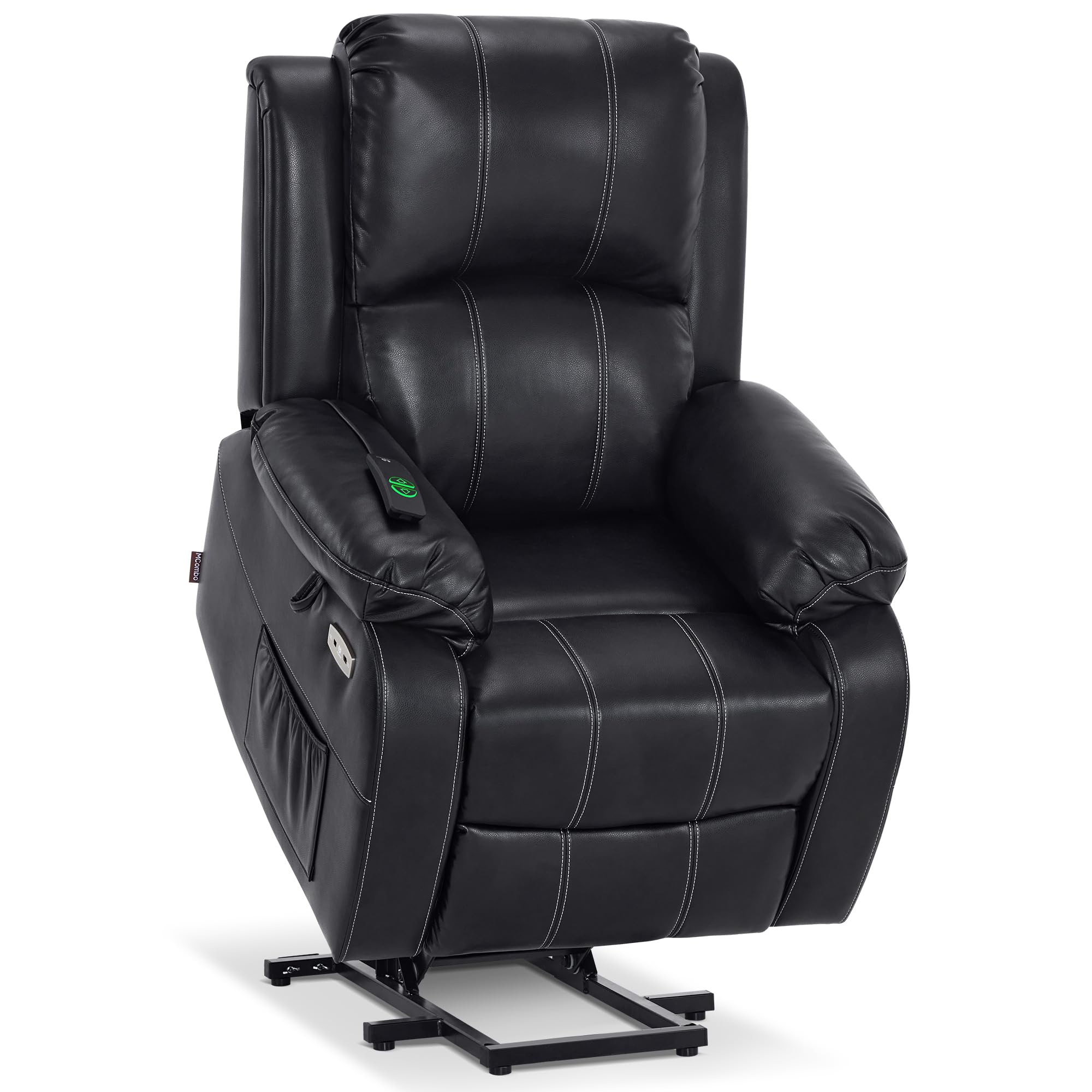 MCombo Small-Regular Power Lift Recliner Chair with Massage and Heat for Petite Elderly People, 3 Positions, 2 Side Pockets, USB