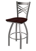 820 Catalina Stainless Steel 25 Swivel Counter Stool with Dark Cherry Oak Seat