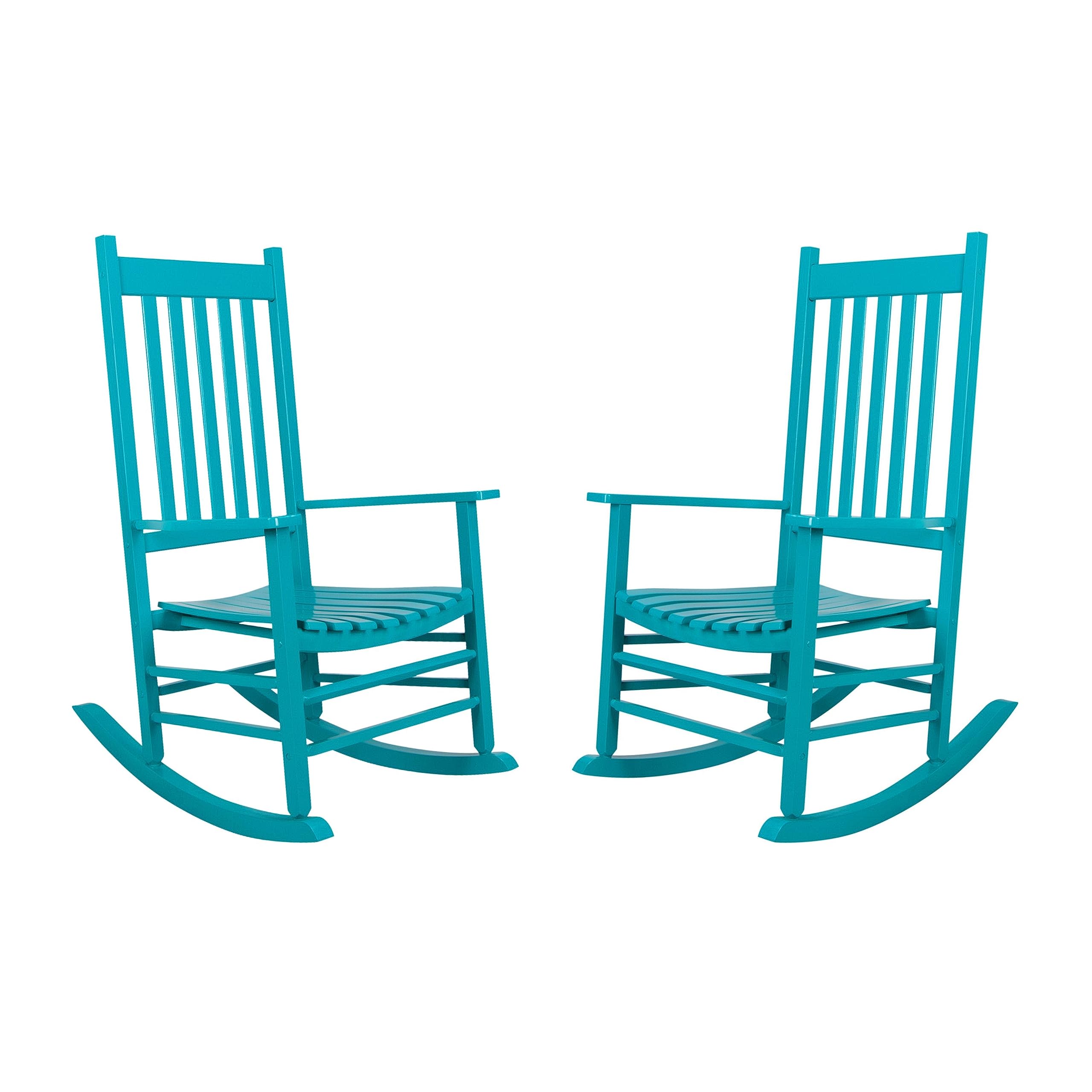 Shine Company Vermont Rocking Chairs, Outdoor Front Porch Rocker Set of 2, Aruba
