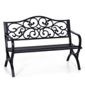 Sophia & William Metal Outdoor Bench, 50  Outdoor Garden Bench Patio Park Bench, Cast Iron Park Benches for Outside with Floral 