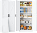SISESOL Metal Storage Cabinet with 2 Doors and 4 Shelves,White Storage Cabinet,Pantry Cupboard for Home,Office,Kitchen,Bathroom,