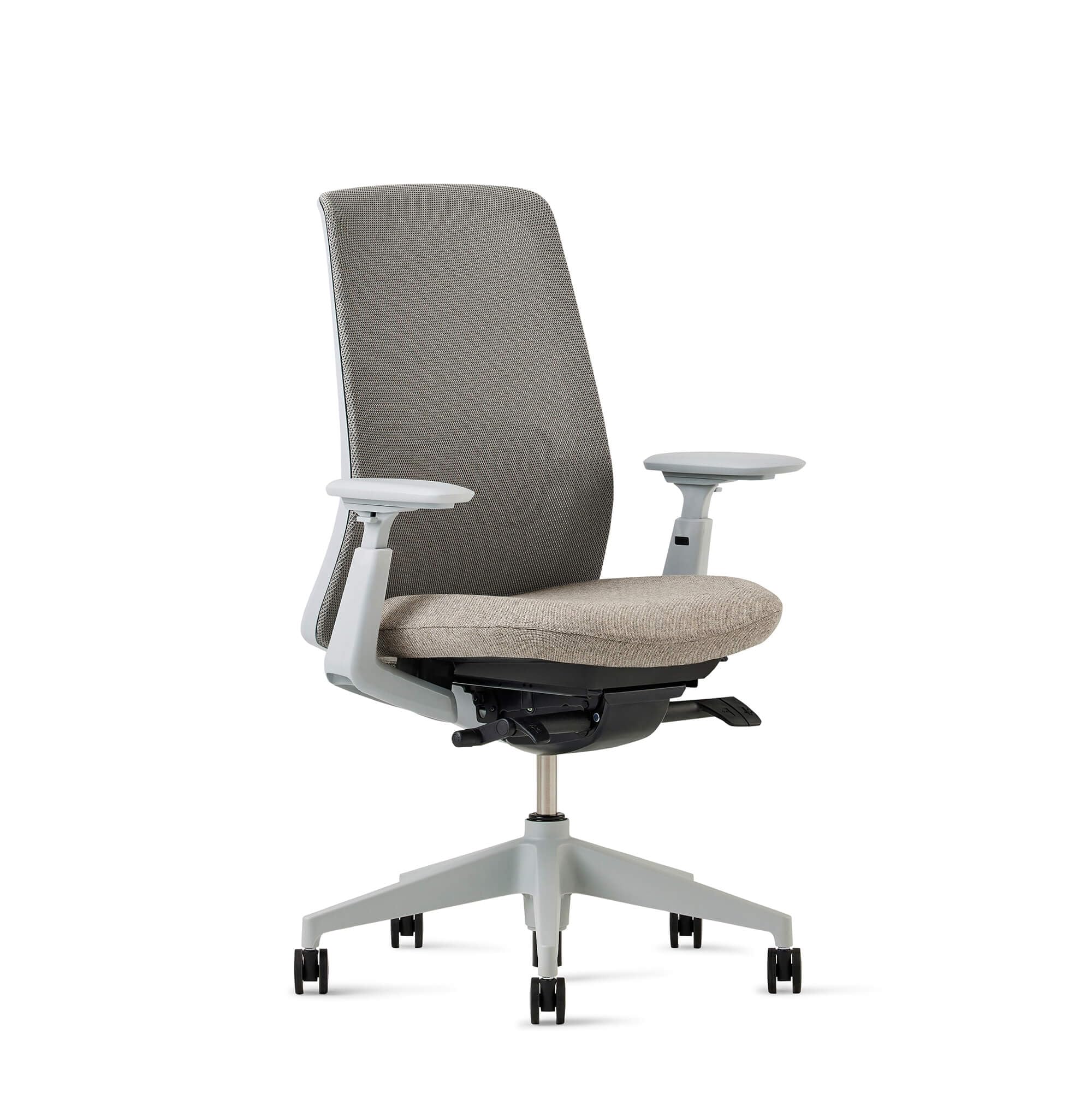 Haworth Soji Office Chair with Ergonomic Adjustments and Lumbar Support, Flexible Mesh Back (Stone)