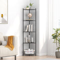 Wisuce Corner Shelf Stand - 5 Tier Black Bamboo Small Corner Bookshelf for Office Kitchen Bedroom Plant Stand Living Room Decor 