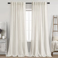 Nanspring Semi Sheer Linen Curtains 90 Inches Long for Living Room 2 Panels Set Back Tab Rod Pocket Cream Tall Vertical Curtains