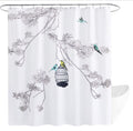 Get Orange Bird Shower Curtain Bird Branch Tree Vintage Nature Floral Buds Cage and Birds Branches Polyester Fabric Bathroom Cur