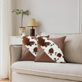 TOMWISH Faux Fur and Artificial Leather Throw Pillow Covers 18x18 Set of 2,Western Decor Christmas Decorative Modern Throw Pillo