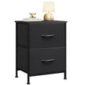 WLIVE Black Nightstand, Small Dresser for Bedroom with 2 Fabric Drawer, Bed Side Table with Drawers, End Table Bedside Furniture