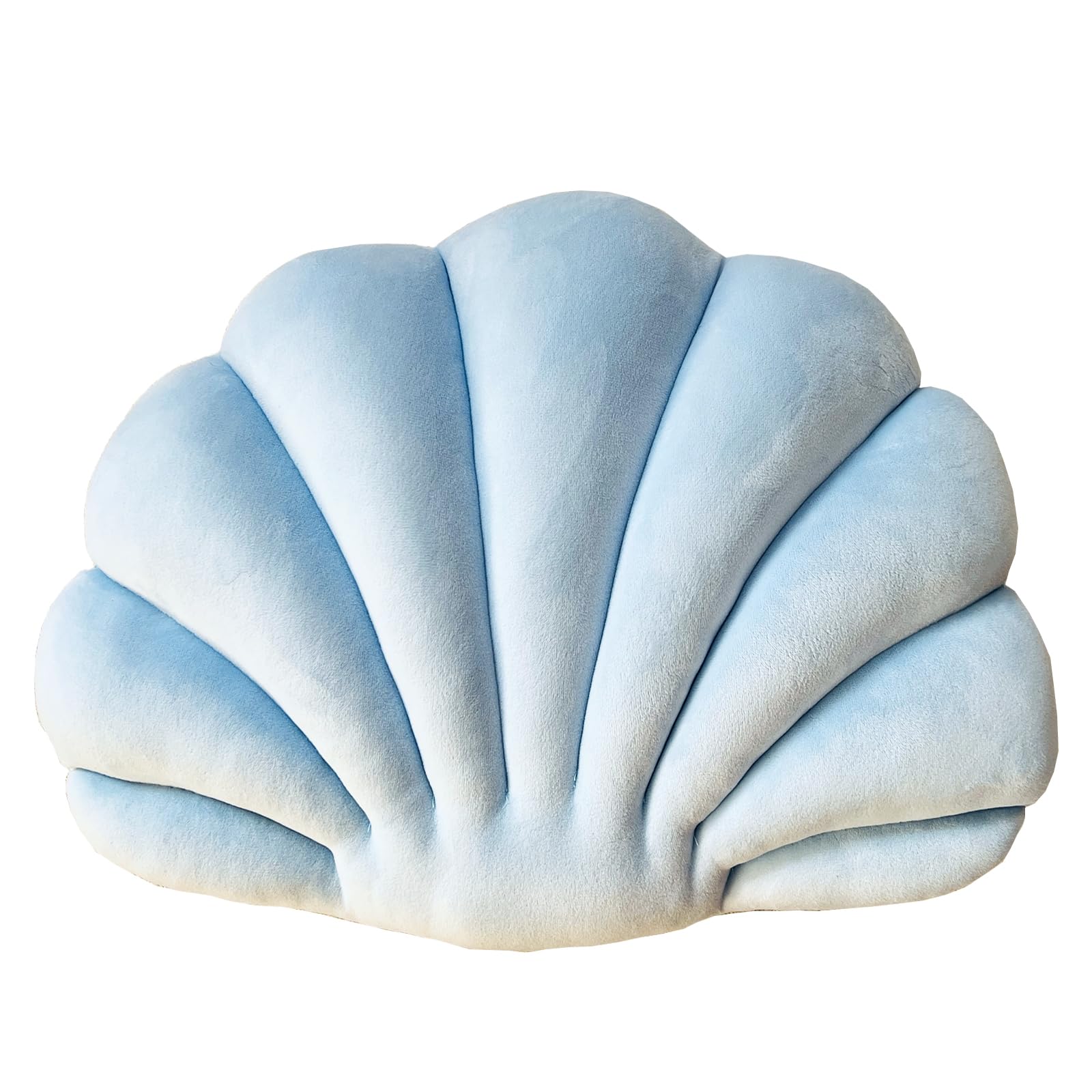 YRXRUS Shell Pillow, Light Blue Seashell Pillow, Patio Shell Shaped Pillow, Accent Ocean Series, Ultra Soft Velvet Cushion for B