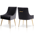 Modern Dining Chairs, Velvet Upholstered Dining Room Chairs with Gold Legs,Tufted Accent Chair Set of 2 for Reception Room Livin