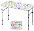 Yriuat Folding Camping Table 3ft Portable Pinic Table Adjustable Height Small Card Table Aluminum Foldable Lightweight with Carr