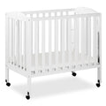 Dream On Me 3 in 1 Portable Folding Stationary Side Crib in White, Greenguard Gold Certified, Safety Wheel with Locking Casters,