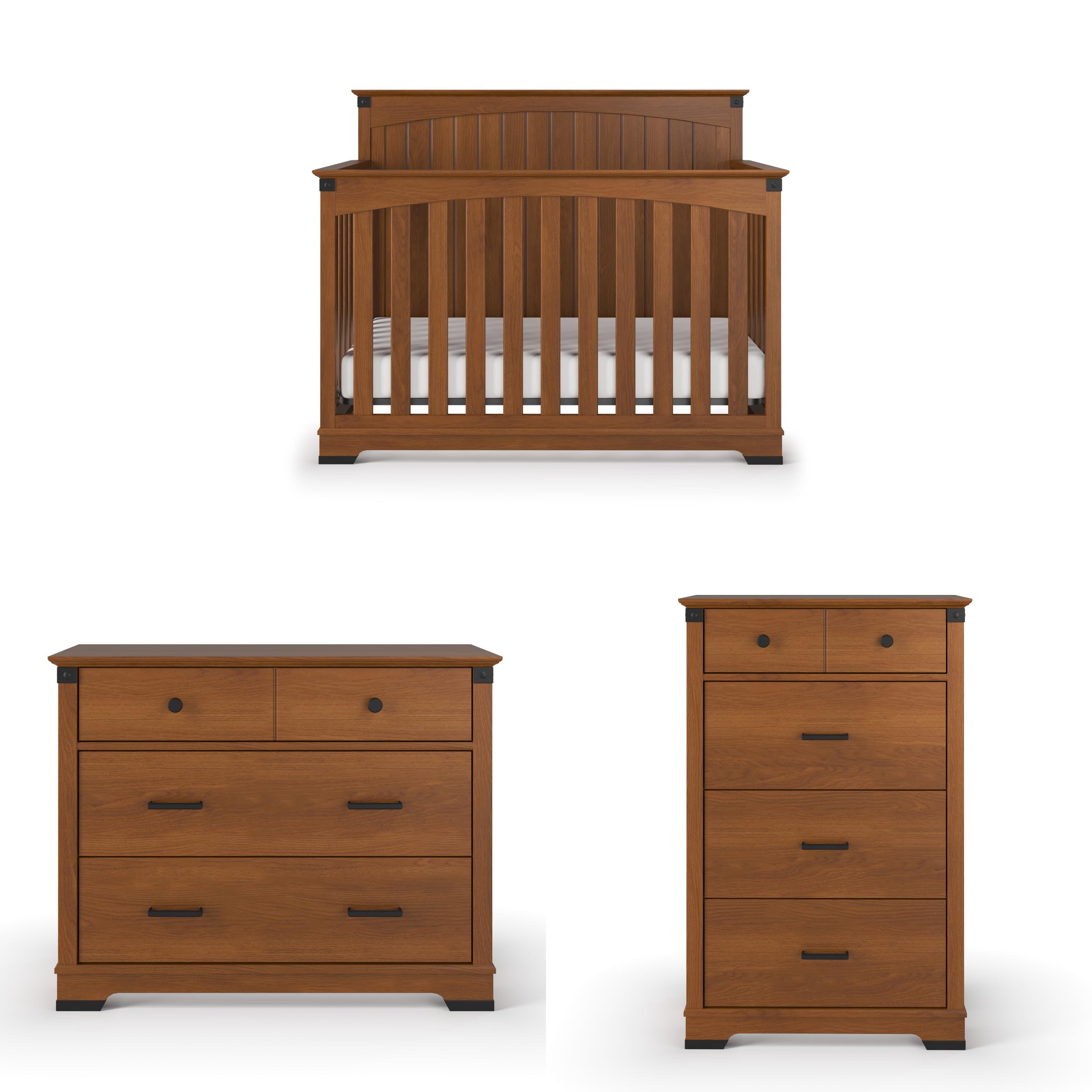 Child Craft Redmond Full Panel Crib, Dresser and Chest Nursery Set, 3-Piece, Includes 4-in-1 Convertible Crib, Dresser and Chest