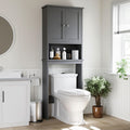 Shintenchi Over The Toilet Storage Cabinet, Bathroom Above The Toilet Rack, Bathroom Adjustable Shelf Organizer with Open Bottom