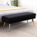 Furnimart 44 Inch Bedroom Ottoman Bench, Black Upholstered End of Bed Bench with Gold Legs for Living Room Bedroom Dinning Room 