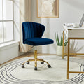HULALA HOME Home Office Desk Chair with Gold Wheels, Small Cute Vanity Chair with Back for Bedroom, Adjustable Rolling Task Work
