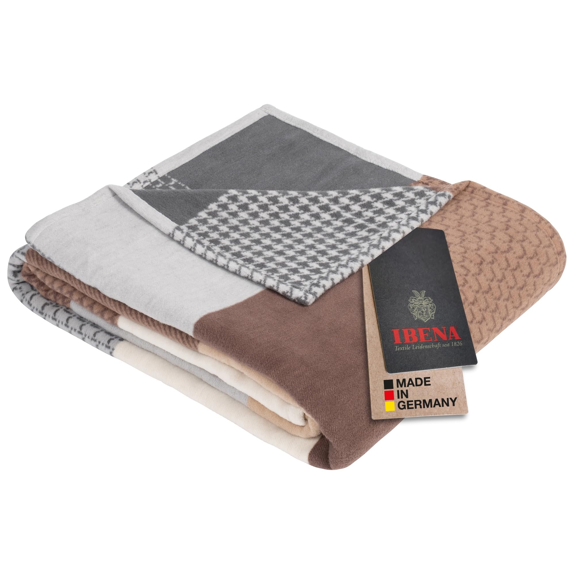 IBENA Pittsburgh Patchwork Oversized Throw Blanket, 100% cotton, 140x200 cm