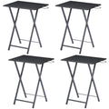 VECELO Folding TV Tray for Eating Set of 4, Portable Dinner/Snack Table with Cup Holder for Couch, Living Room and Small Space,B