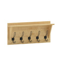 Flash Furniture Daly Wall Mounted Storage Rack - Bamboo Solid Pine Wood - 24 Inch - Upper Shelf and 5 Hooks - For Entryway, Kitc