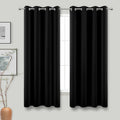 KOUFALL Black Blackout Curtains 63 Inch Length for Bedroom,2 Panels Set Grommet Ring Room Darkening Dark Out Heavy Thick Insulat