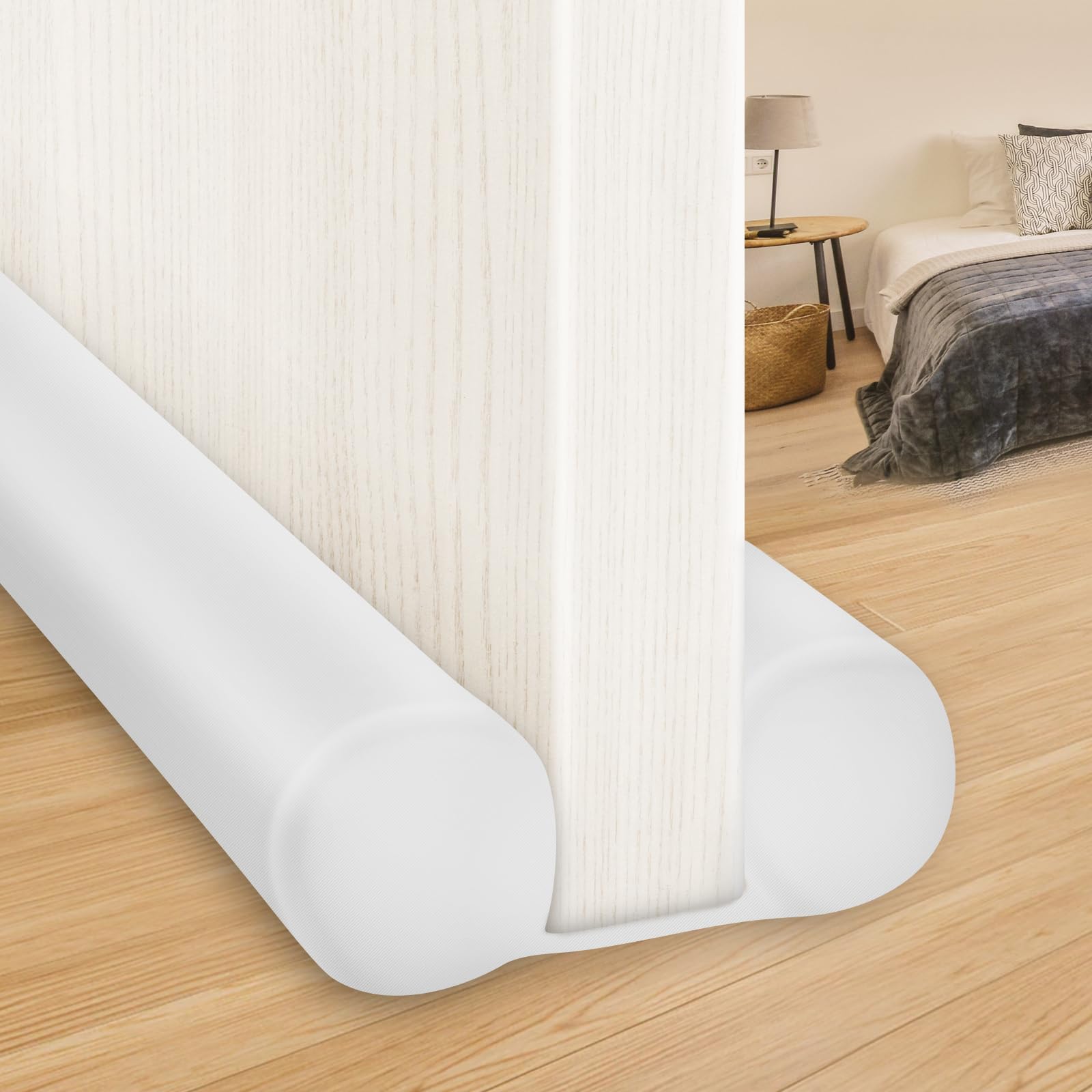MAXTID Large Door Draft Stopper 30 Inch for Small Size Bedroom Door Fits 0.5 to 1.7 Gaps White Under Door Draft Blocker Doors Se