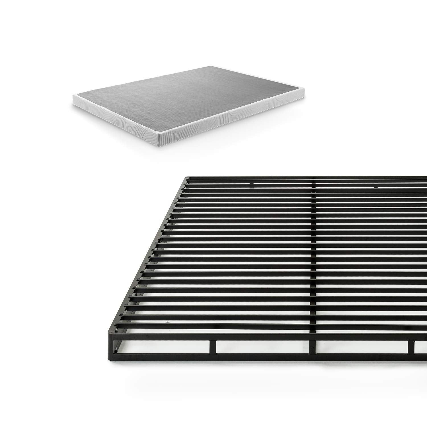 ZINUS Quick Lock Metal Smart Box Spring, 4 Inch Mattress Foundation, Strong Metal Structure, Easy Assembly, Queen White, Hassle 