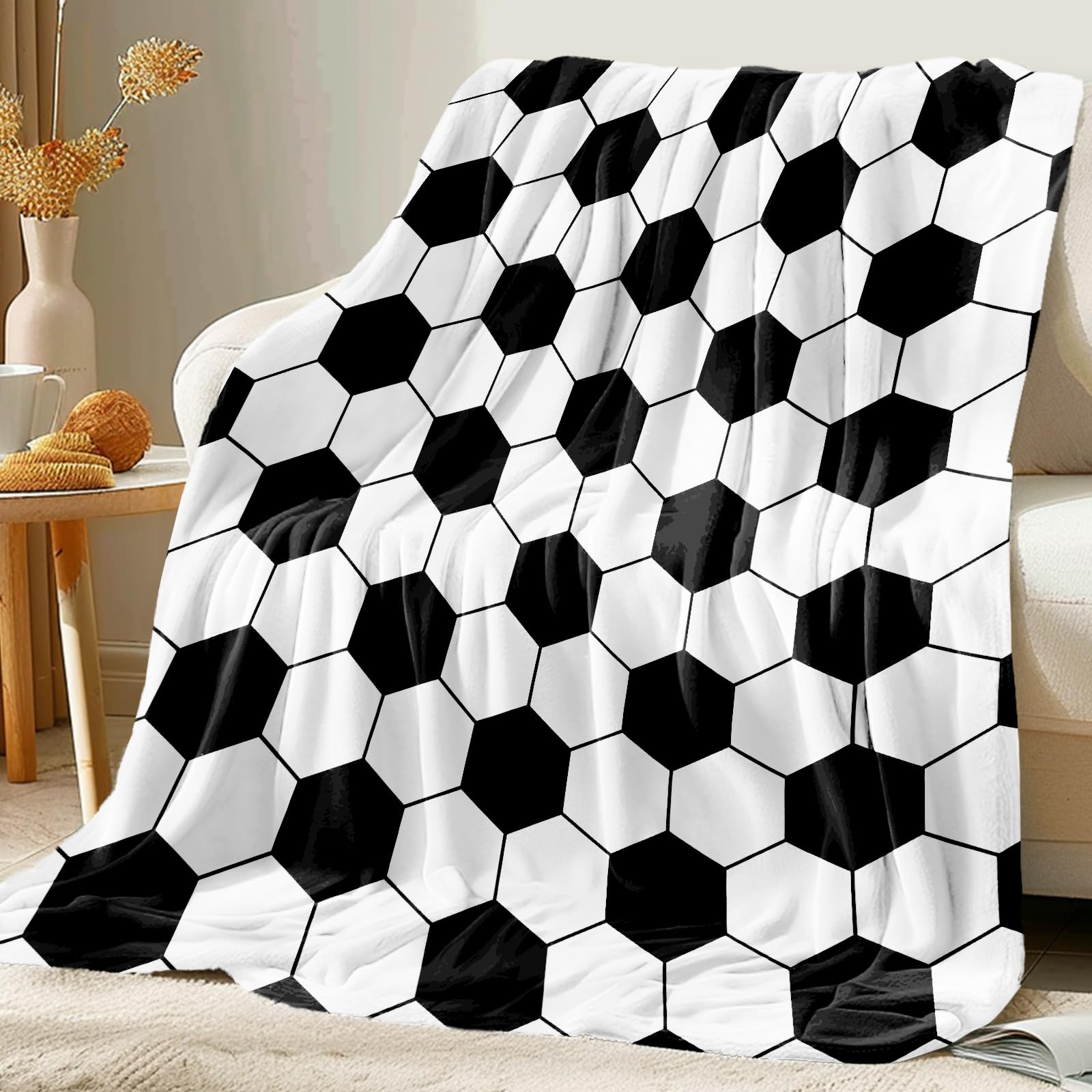 KING DARE Soccer Blanket, Soccer Gifts for Boys Girls 6-8-12, Unique Soccer Stuff Gifts for Soccer Lover, Soft Fleece Soccer Thr