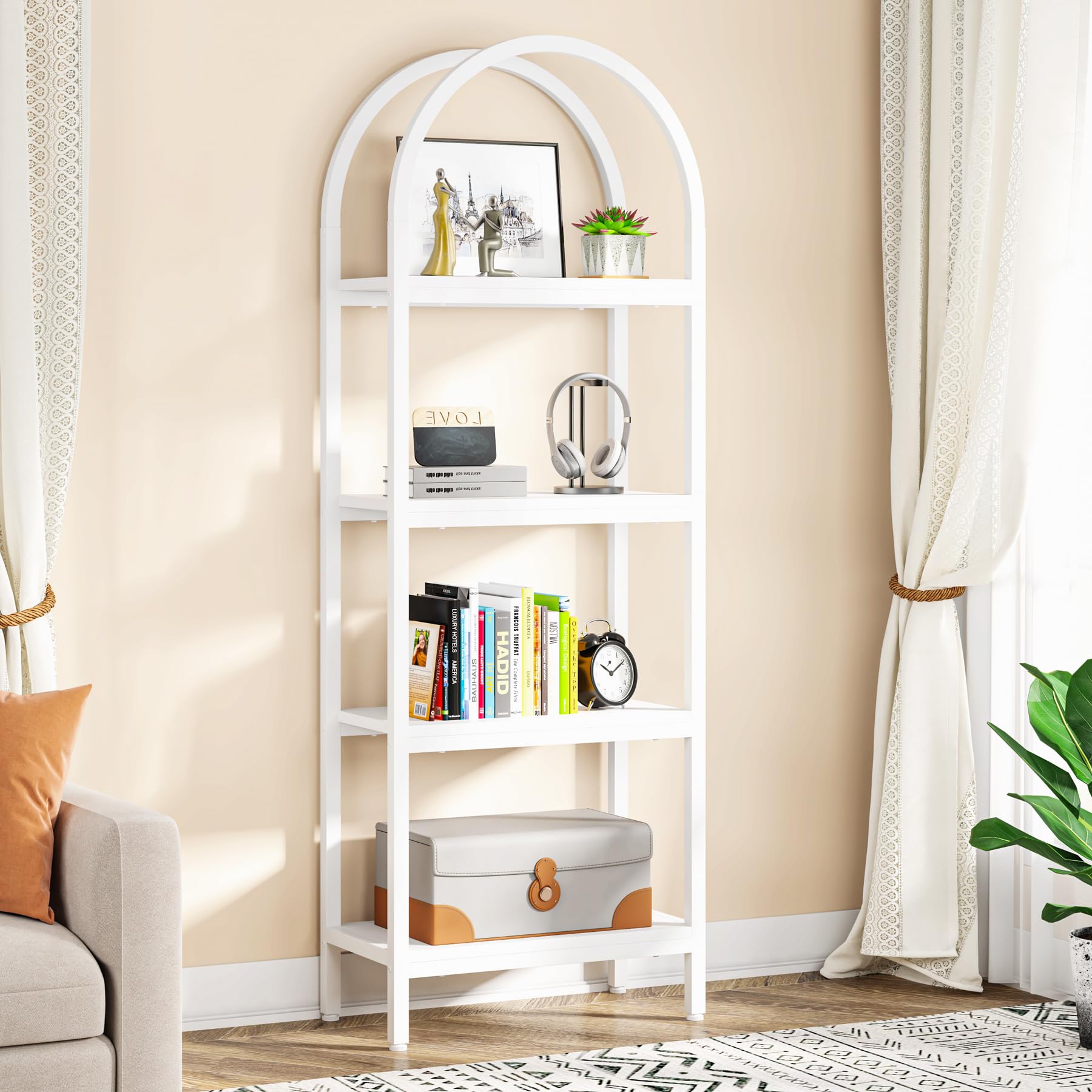 Tribesigns 4-Tier Open Bookshelf, 70.8 Industrial Wood Bookcase Storage Shelves with Metal Frame, Freestanding Display Rack Tall