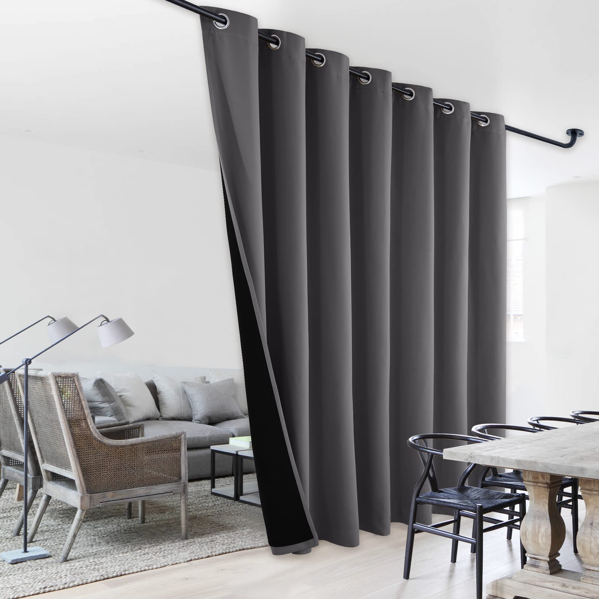 NICETOWN Sound Reducing Room Divider Curtains, Total Shade Patio Door Curtain, Heavy-Duty Full Light Shading Sliding Door Drape,