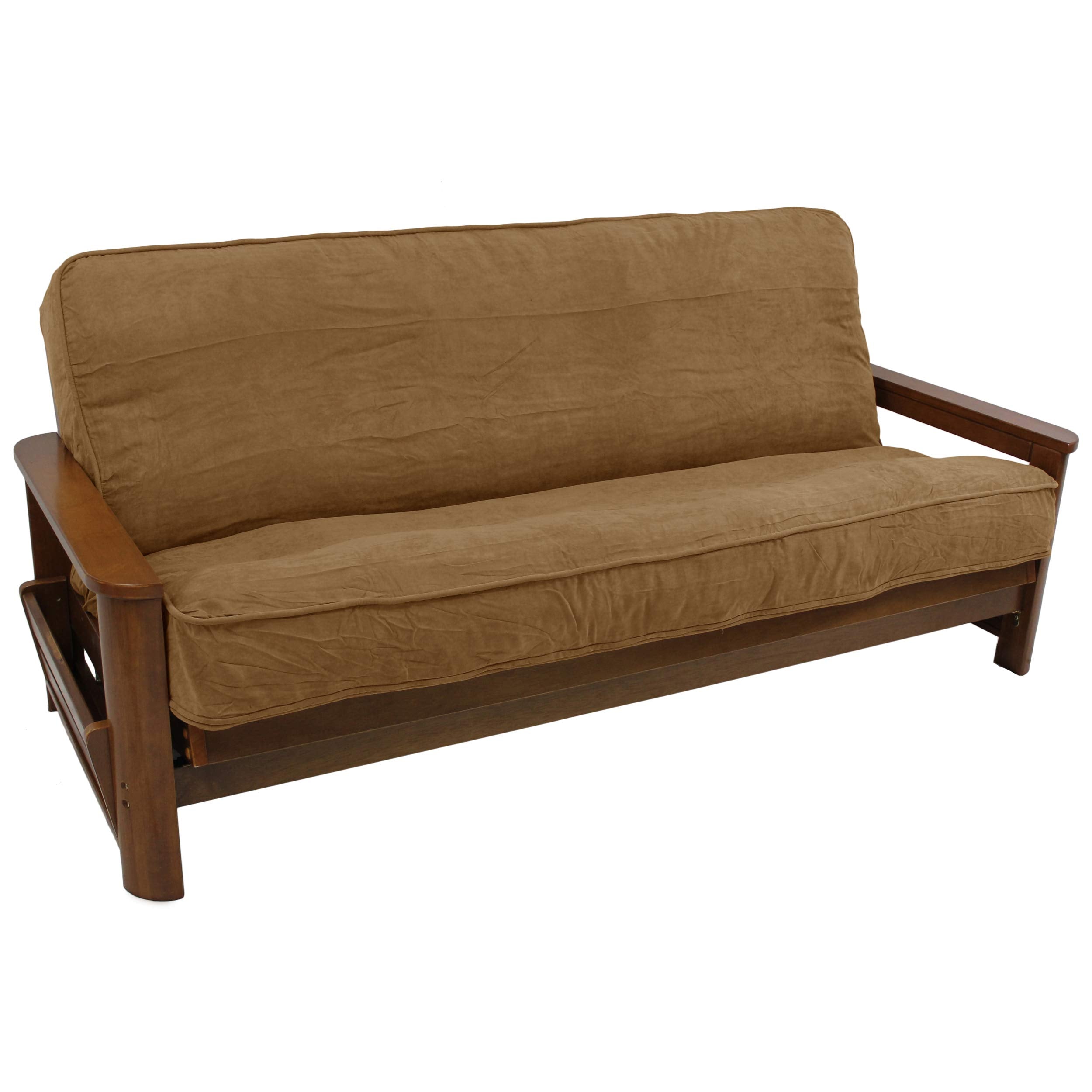 Blazing Needles Solid Microsuede Double Corded 8 to 9 Futon Cover, Full, Saddle Brown