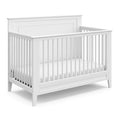 Storkcraft Solstice 5-In-1 Convertible Crib (White) - GREENGUARD Gold Certified, Converts to Toddler Bed and Full-Size Bed, Fits