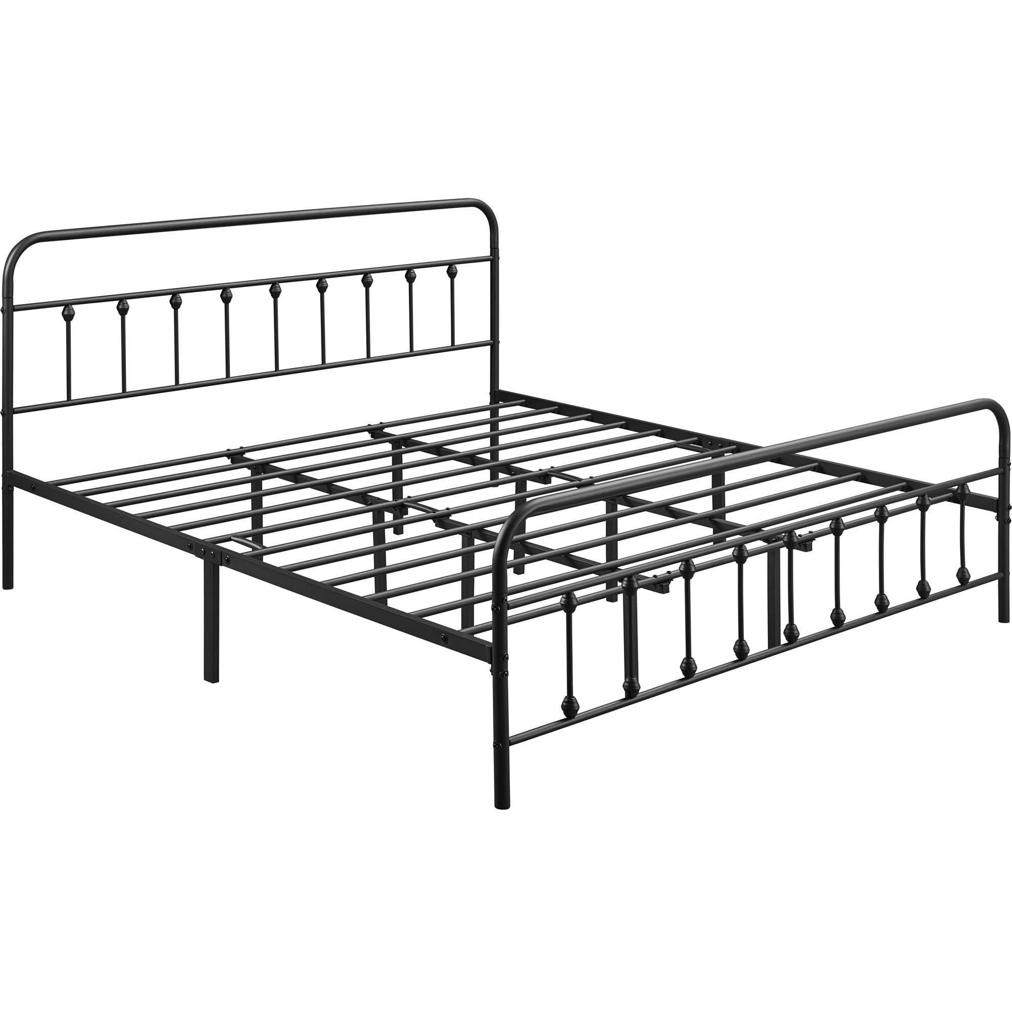 Topeakmart King Size Victorian Style Metal Bed Frame with Headboard/Mattress Foundation/No Box Spring Needed/Under Bed Storage/S