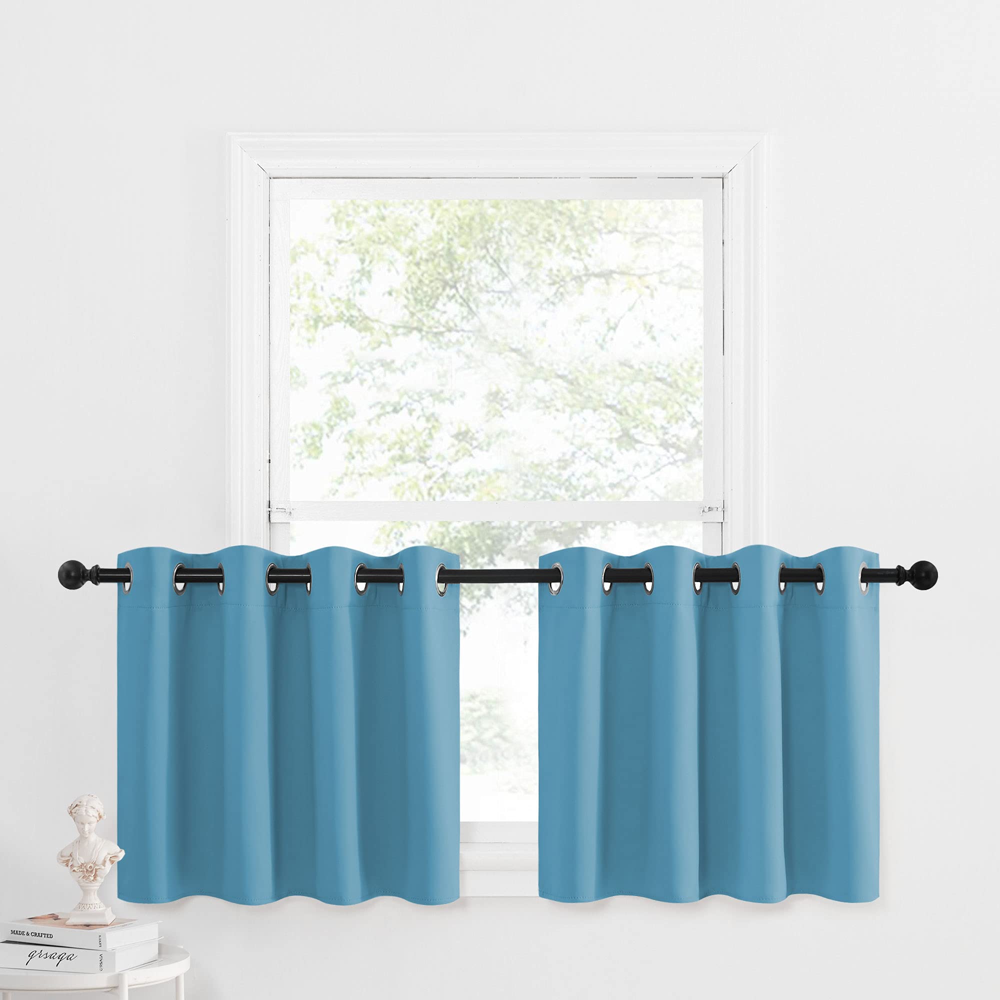NICETOWN Insulated Blackout Window Draperies - Energy Efficient Home Decor Grommet-Top Curtains for Bedroom (52 by 24 1.2 inches