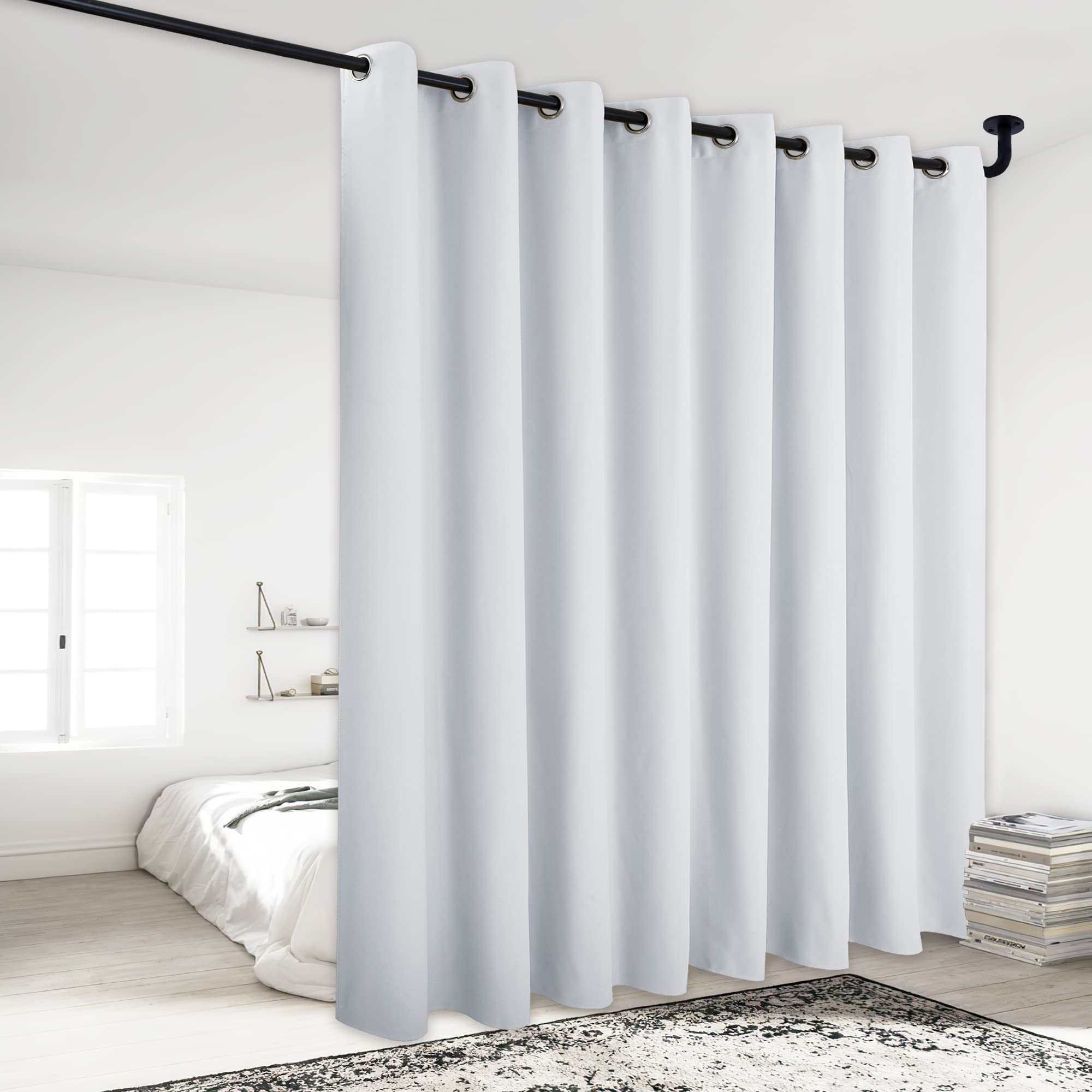 NICETOWN Room Darkening Drape for Nursery - (120 inches Width by 84 inches Length, Greyish White, Sold Individually) Light Block
