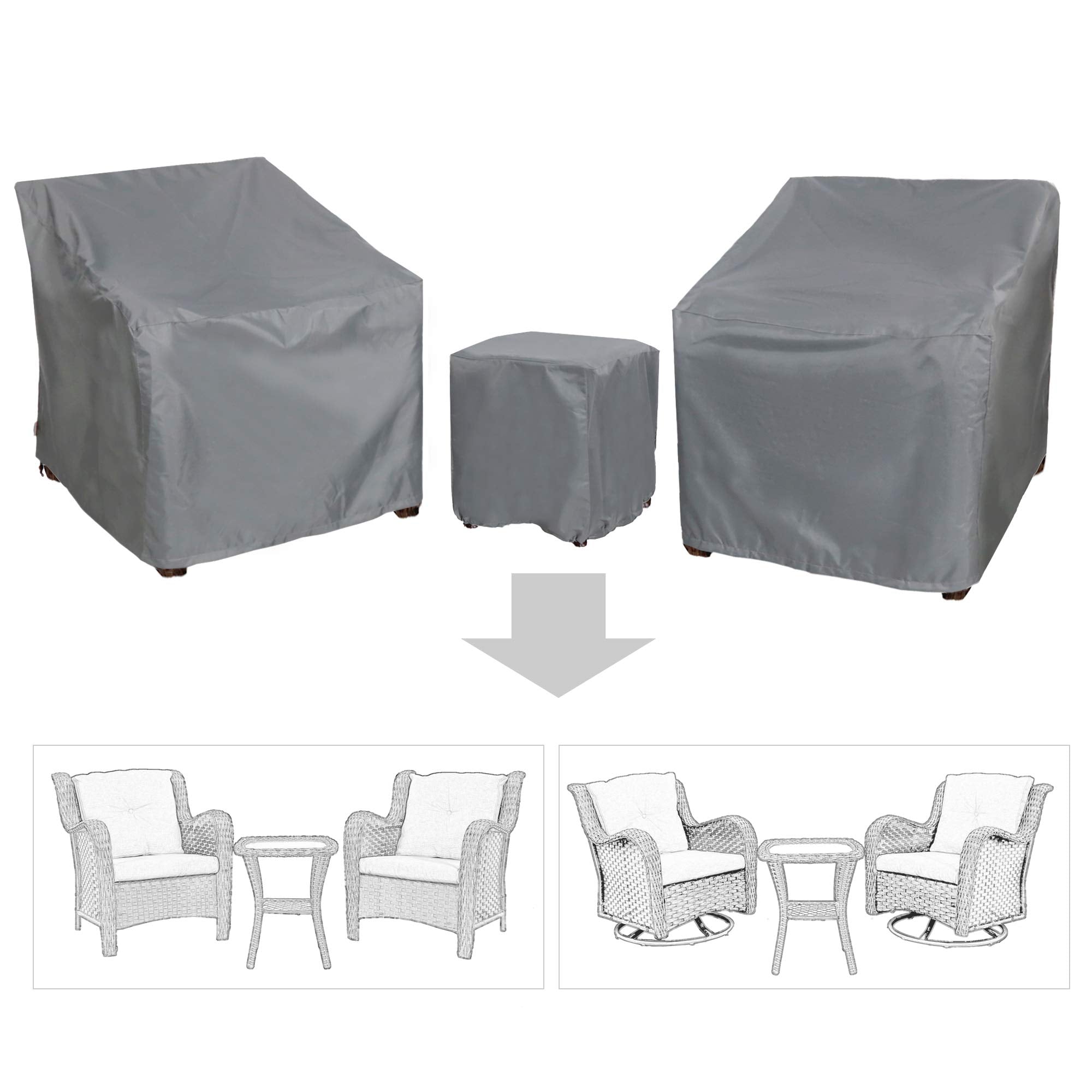 BANER GARDEN Patio Furniture Covers,Outdoor Furniture Cover Waterproof,Patio Furniture Set Covers for 3 Piece Outdoor Bistro,Pat